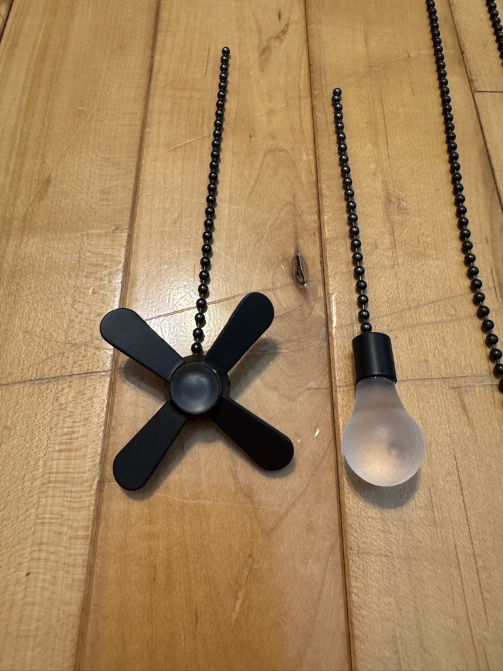 Black Ceiling Fan & Bulb Pull Chain Set - Picture 2 of 6